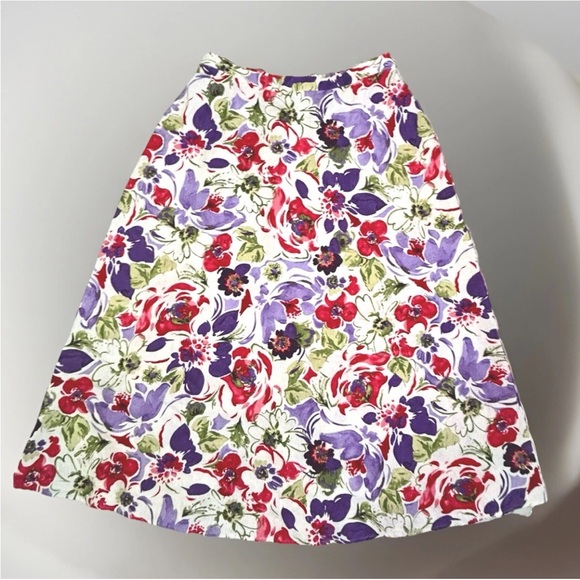 Koret Women’s Linen Blend A-Line Bright Floral Skirt Multi 10 - Picture 2 of 10